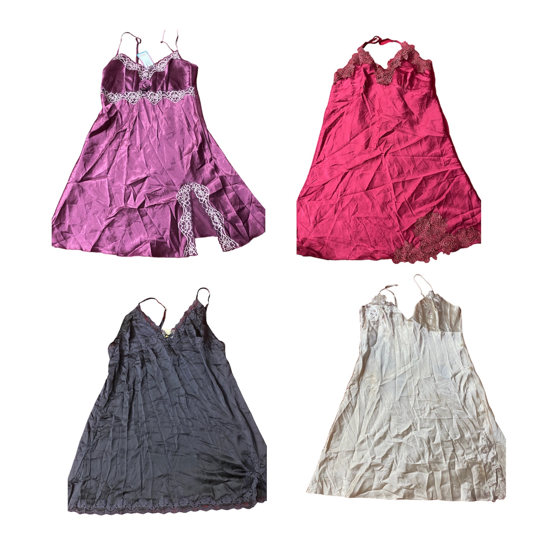 Vintage Y2K Pure Silk Plum Lingerie Short Slip Dress 15 (pcs)