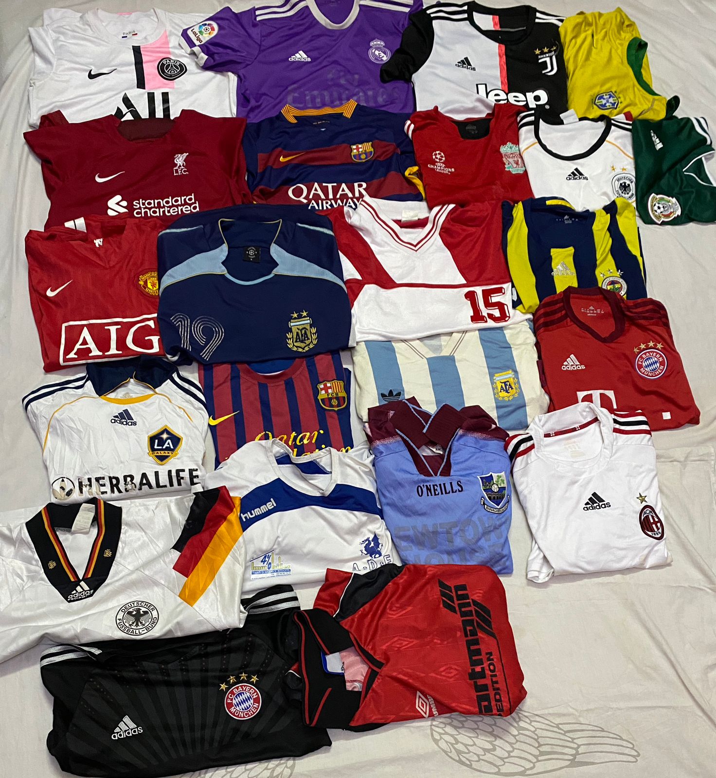 Authentic Football Club Jerseys/ Tshirts 71 Pcs